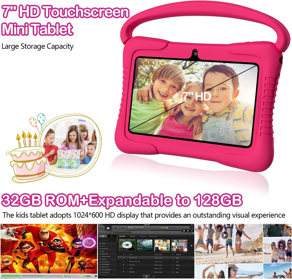 Kids Tablet 7 inch Android 11.0 HDTouchscreen Display 2+32GB Dual Camera Pack of 2 E4084