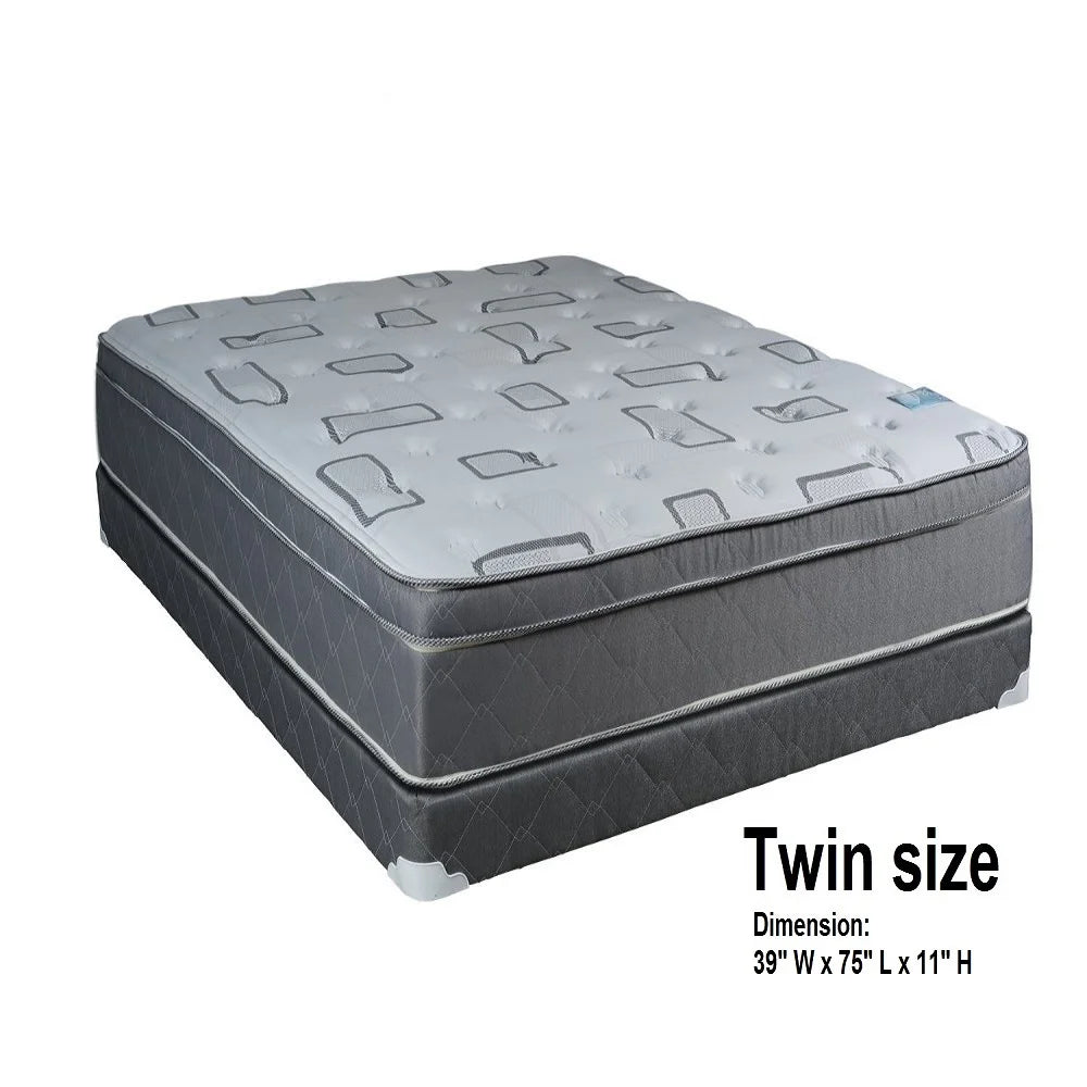 Twin 39x75x11 Plush Eurotop Pillowtop Mattress Set with Mattress Protector C19052