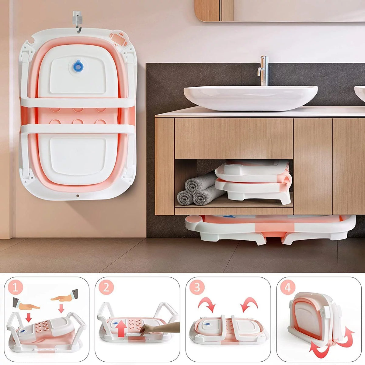Collapsible Baby Bathtub with Thermometer S9941