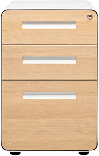 White/Orange 3 Drawer Metal File Cabinet J82424