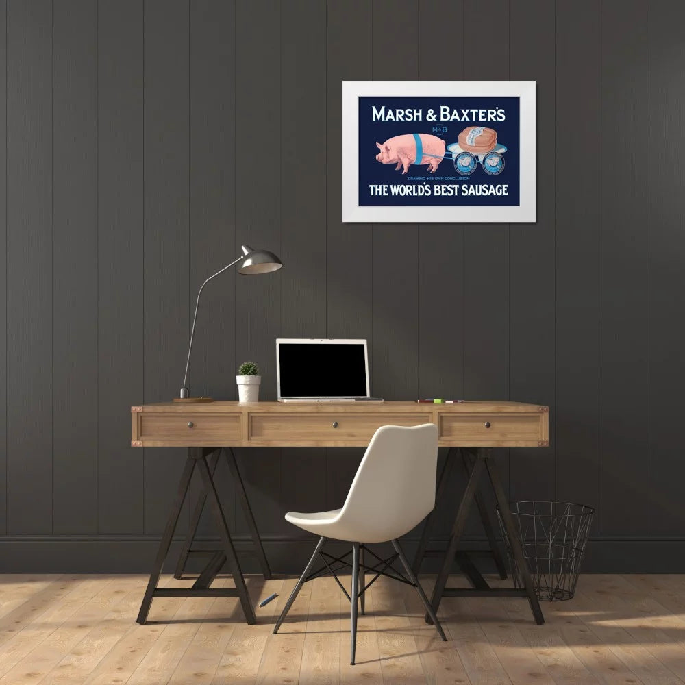 White Modern Wood Framed Art Print E5622