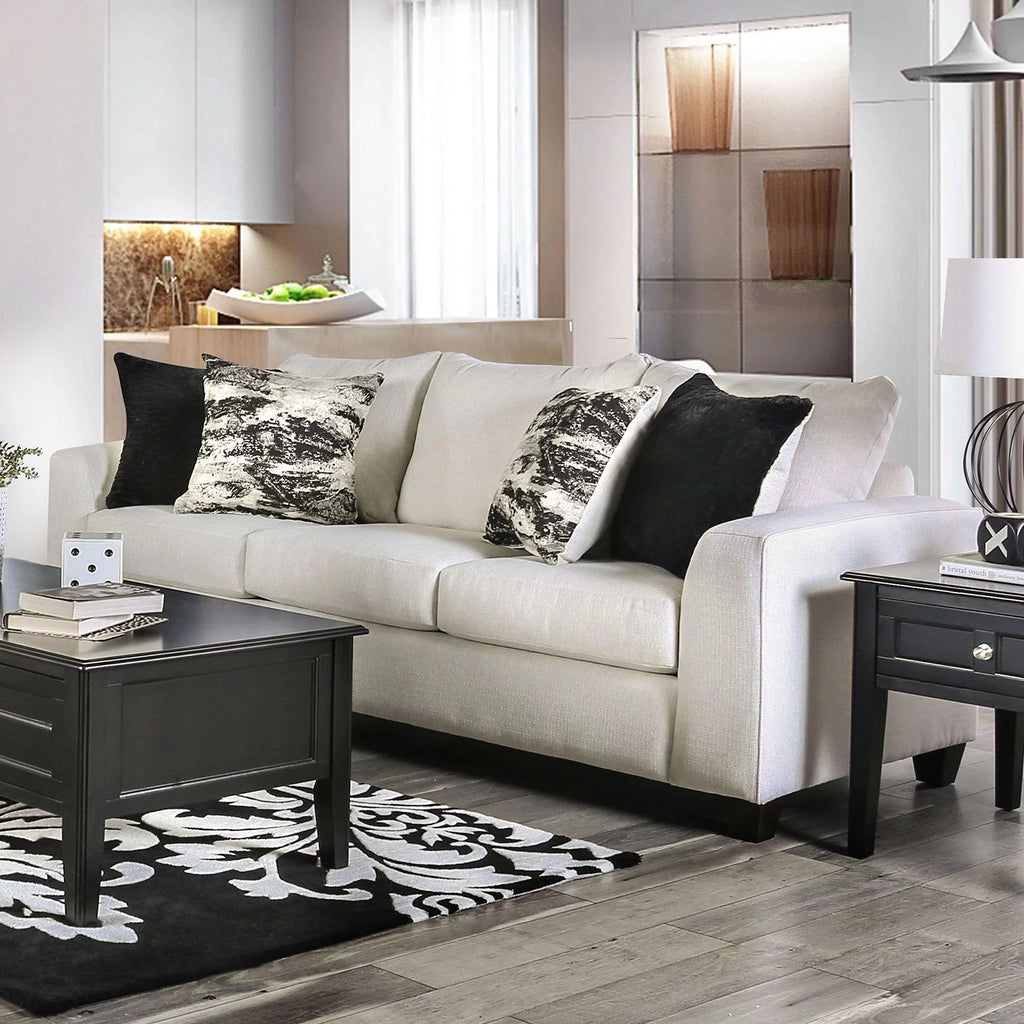 Ivory Fabric Sofa and Loveseat T53963
