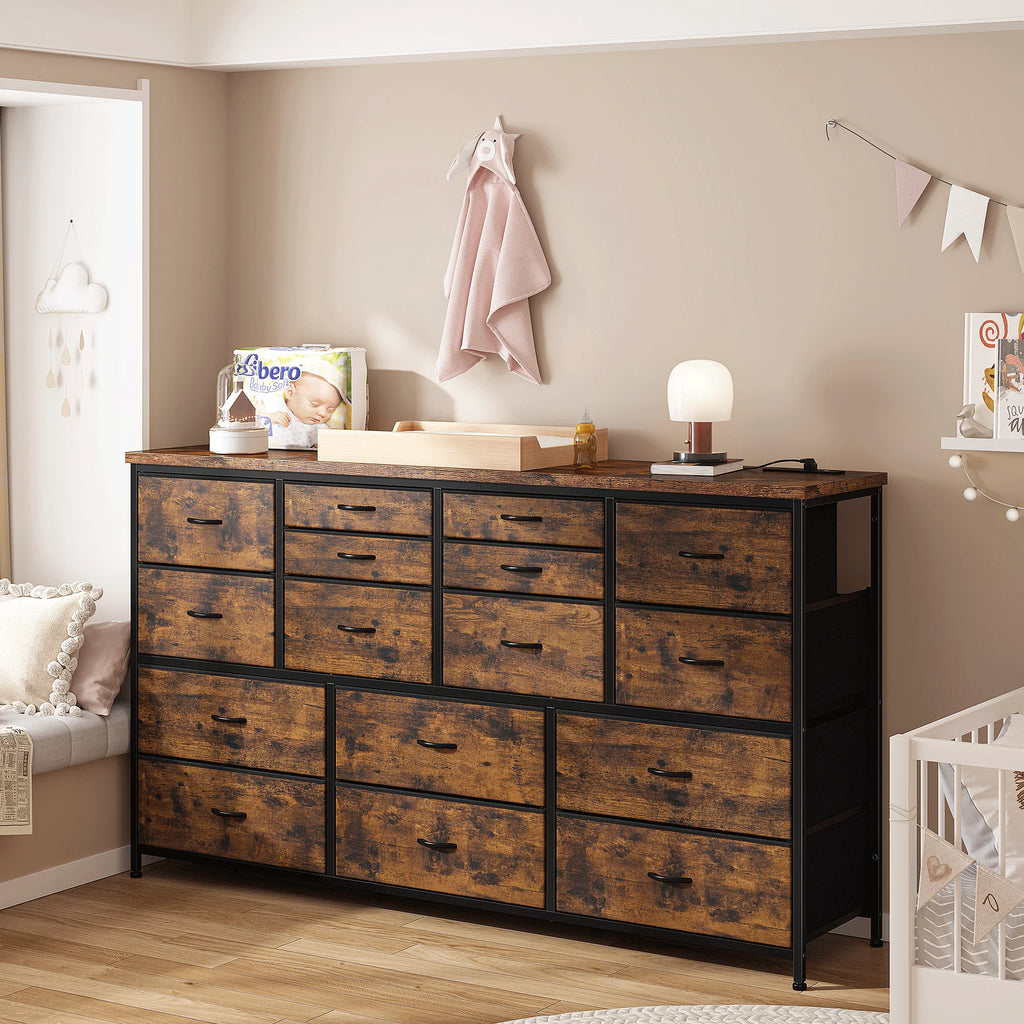 White 16 Drawer Dresser with Power Outlet O569549
