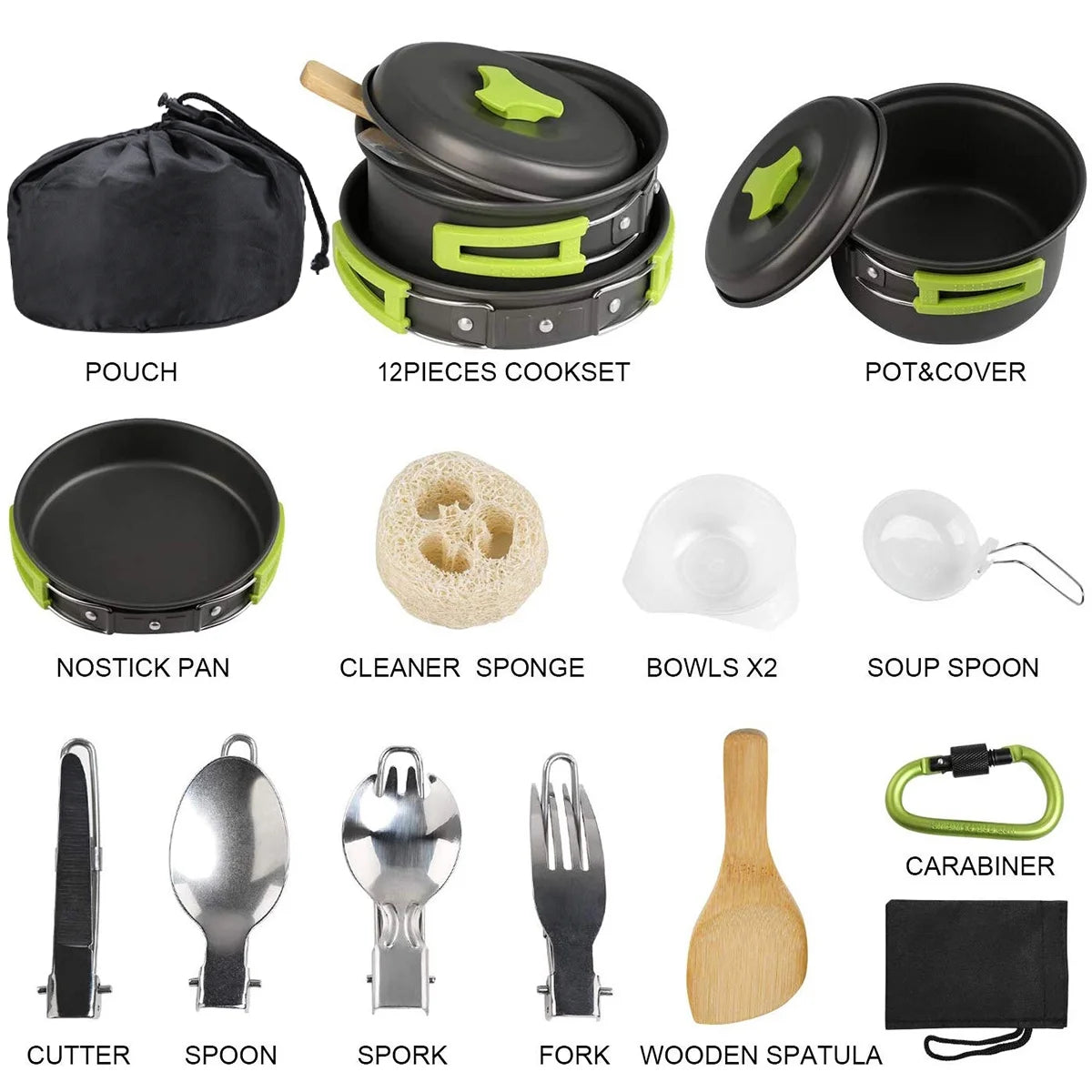 15 Pcs Non Stick Camping Cookware Set C60138