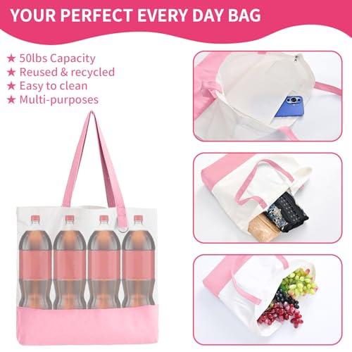 6 Pack Canvas Tote Bags with Zipper M152720