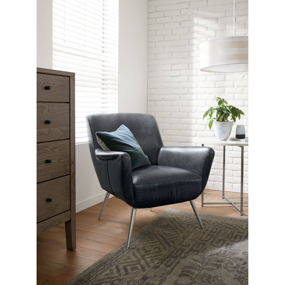 Modern Classic Round End Table in Stainless Steel with Smoke Tempered Glass Top X319366