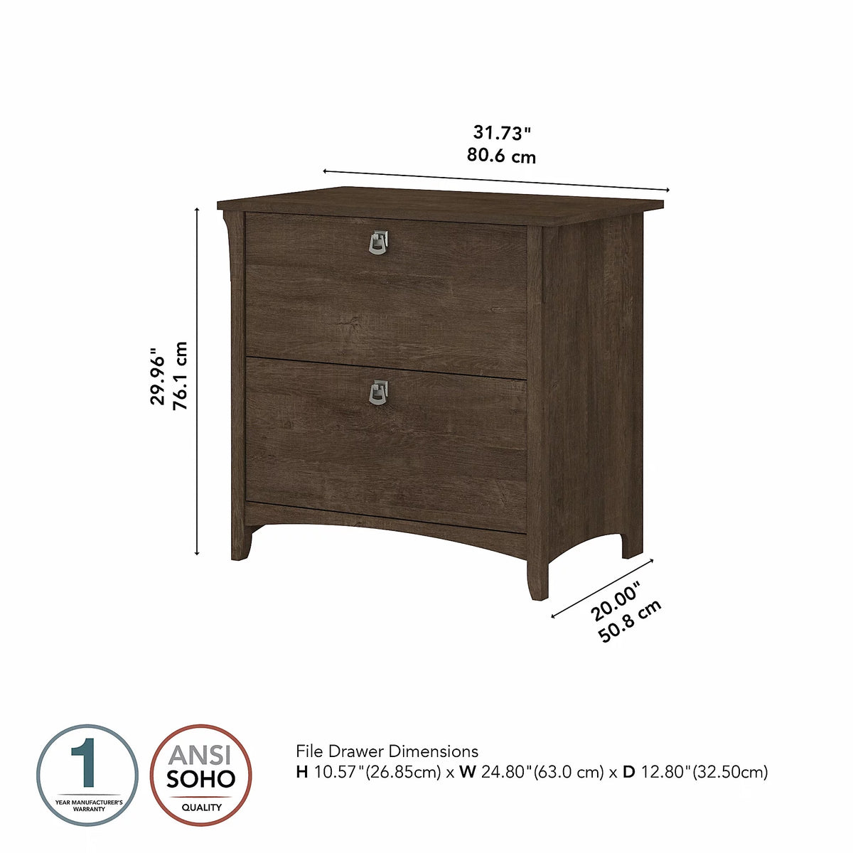 2 Drawer Ash Brown Lateral File Cabinet H7882