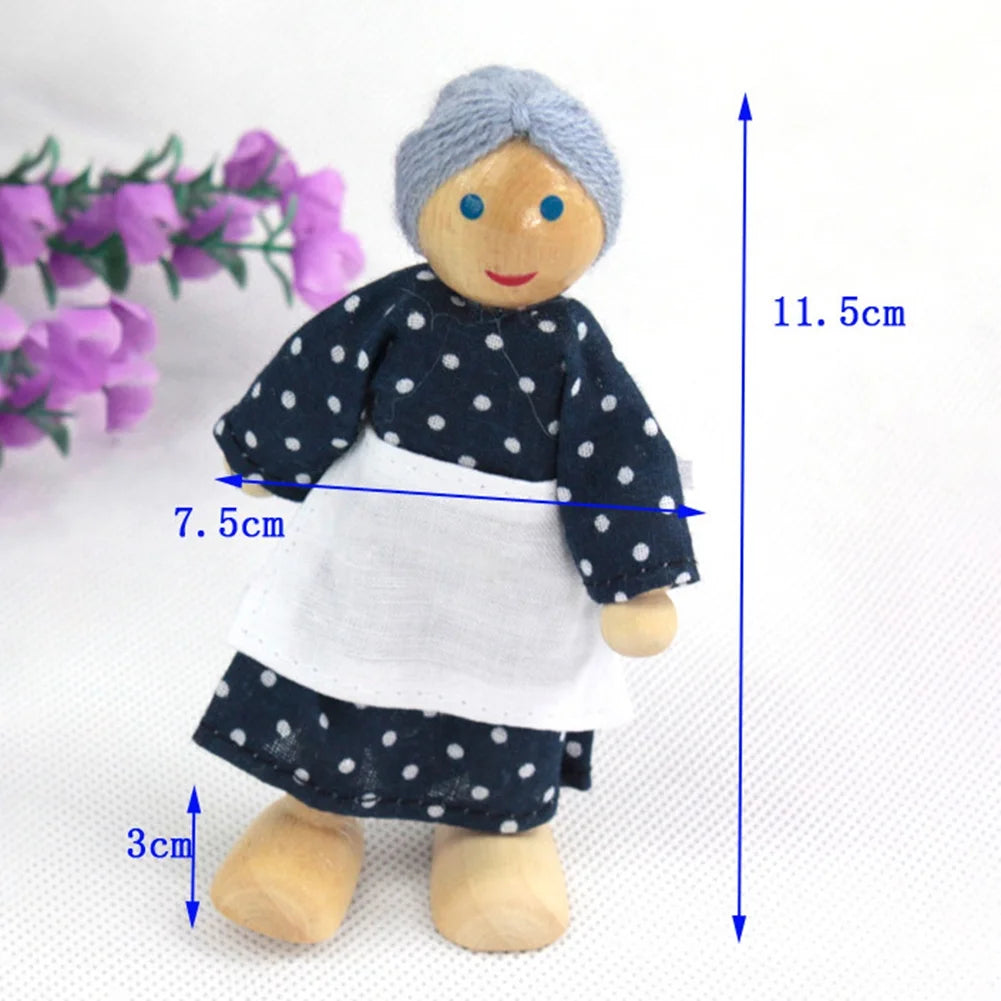 Small Wooden Toys Set Dressed Family Dolls (8) S7835