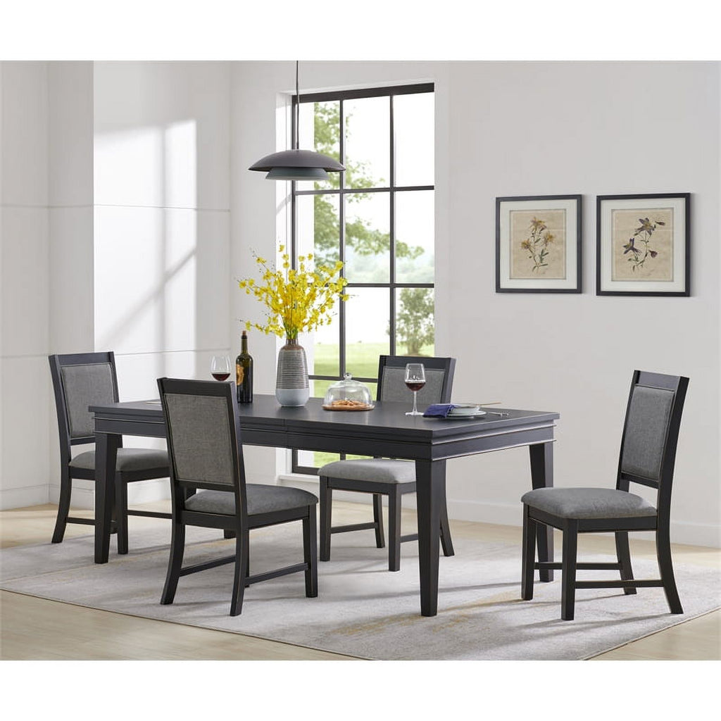 Black and Grey Linen Dining Room Chair (Set of 2) N33114