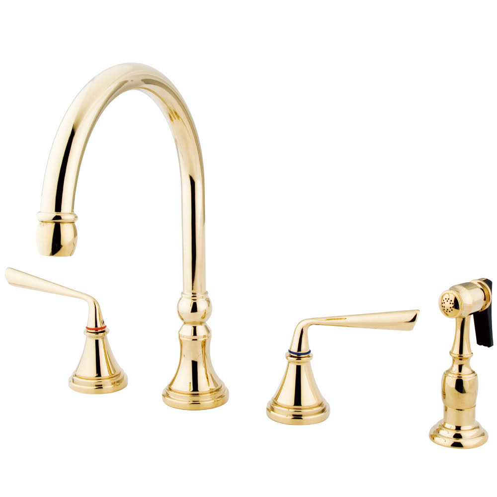 Polished Brass Widespread Kitchen Faucet with Sprayer F905338
