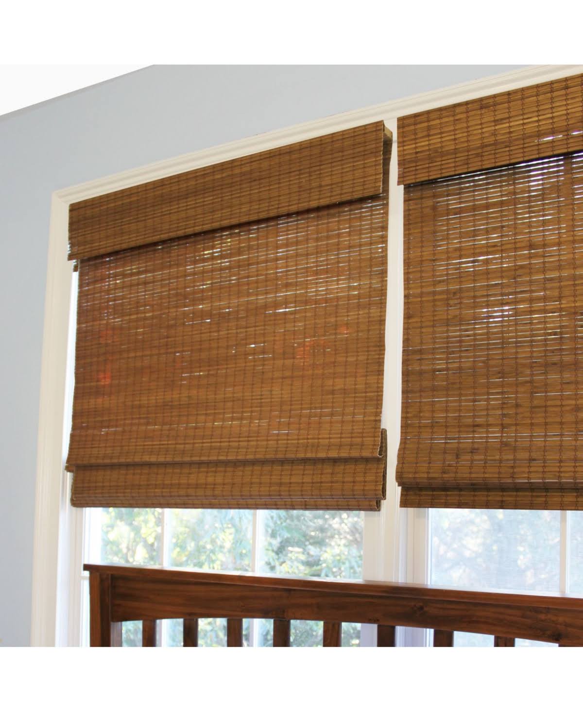 Cordless Maple Bamboo Roman Shade with Valance 35 in. W x 64 in. L M473732
