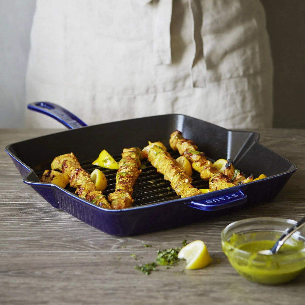 Cast Iron Square Grill Pan, 12-in, Dark Blue W590237