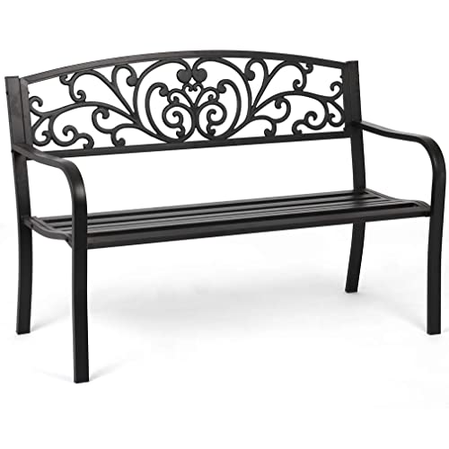 Metal Patio Bench with Steel Frame B61860