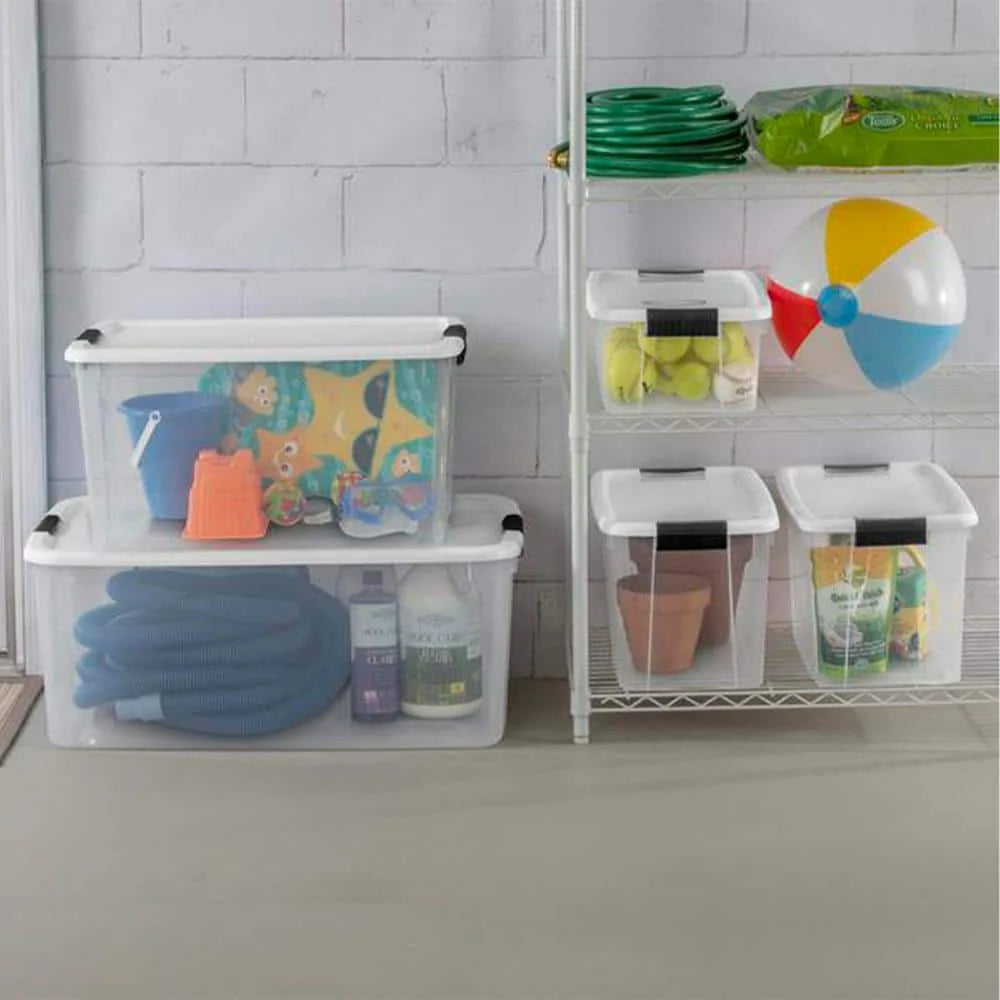 30 Qt. Storage Box with White Lid and Clear Base 12-Pack N4882