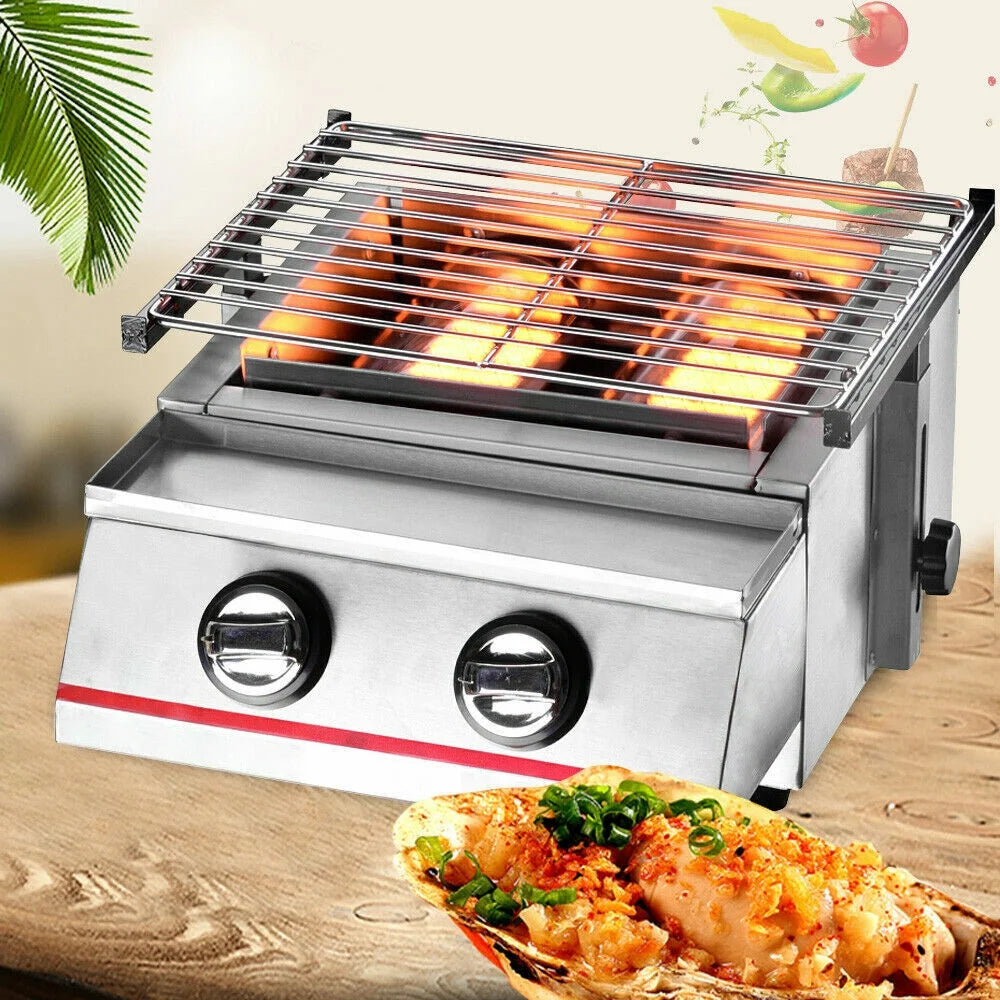 2 Burners Portable Stainless Steel Gas Grill D199674