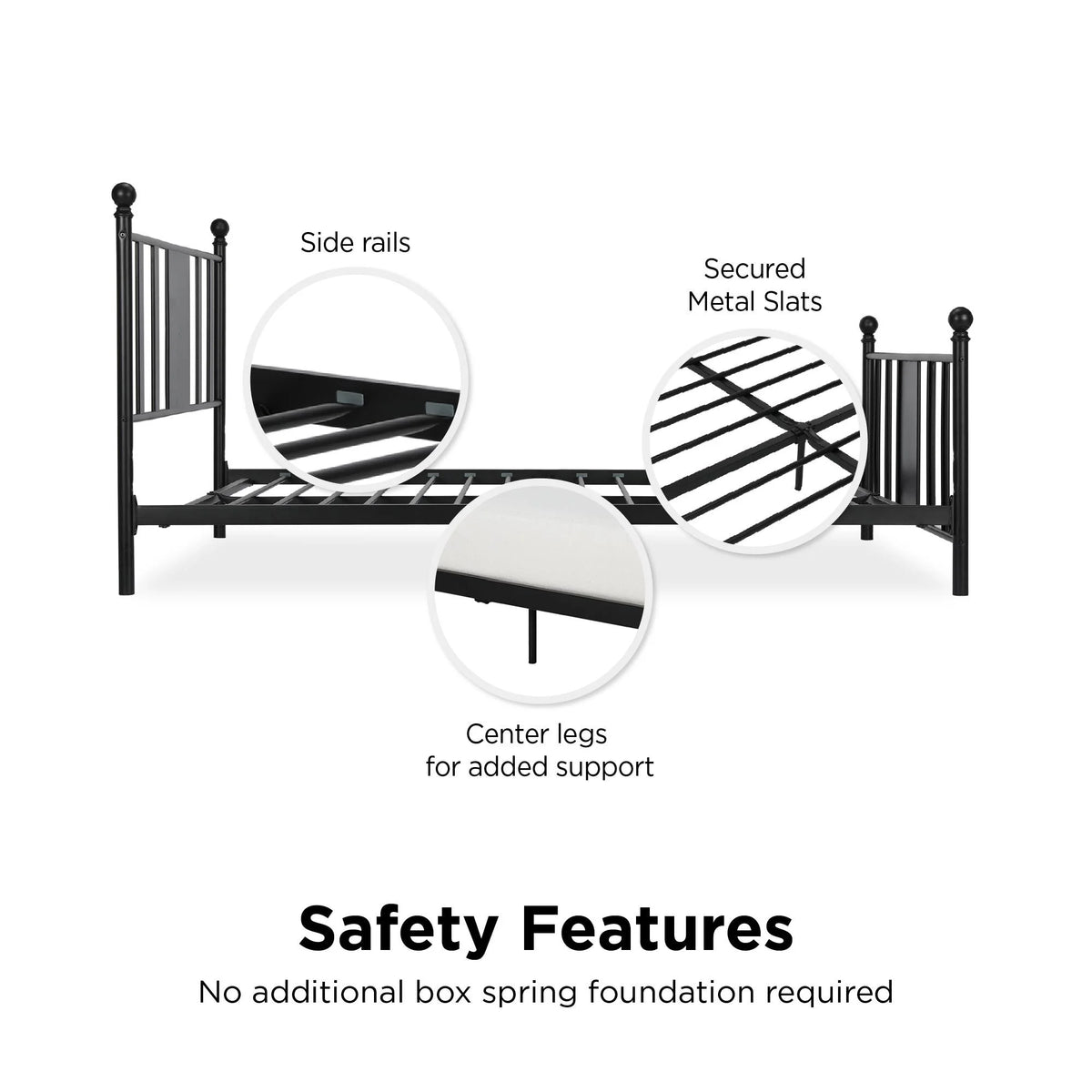 Queen Black Metal Platform Bed N4514