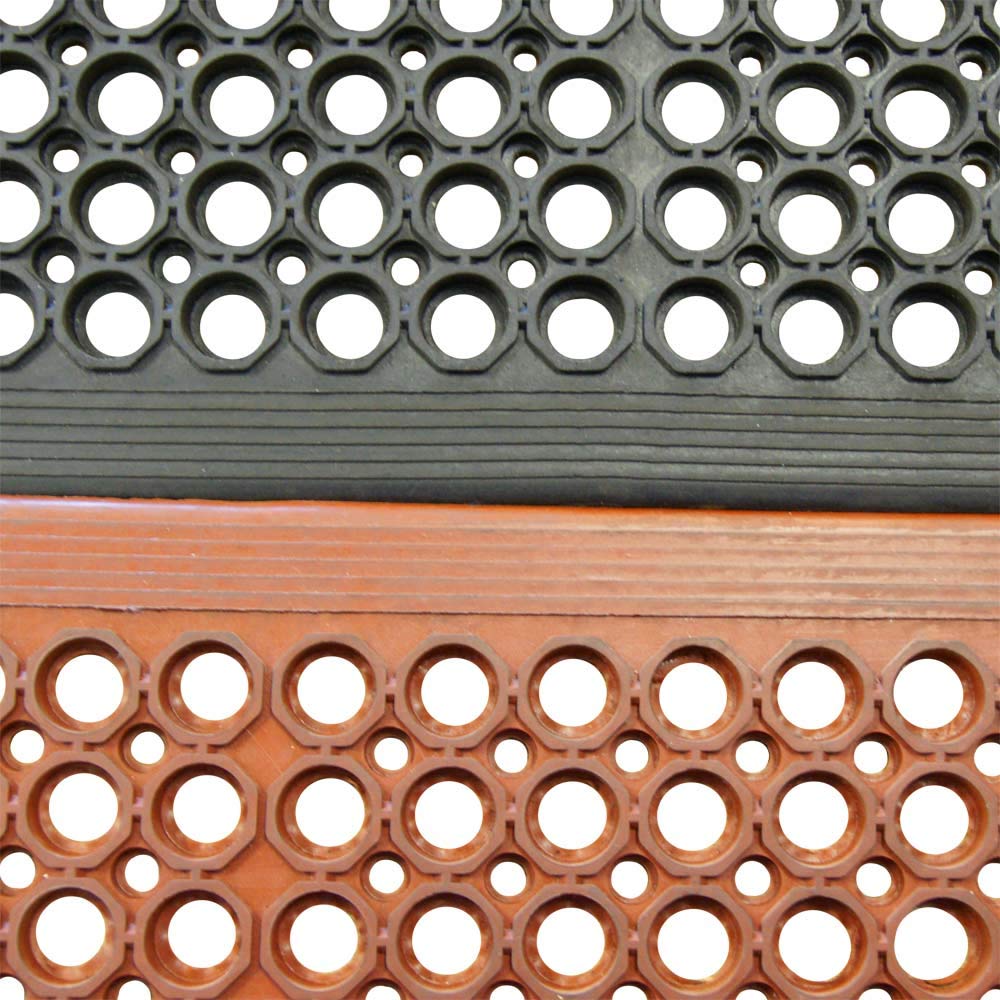 Red Non-Slip Rubber Kitchen Floor Mat, 1/2 x 36 x 60, Pack of 2 N76944