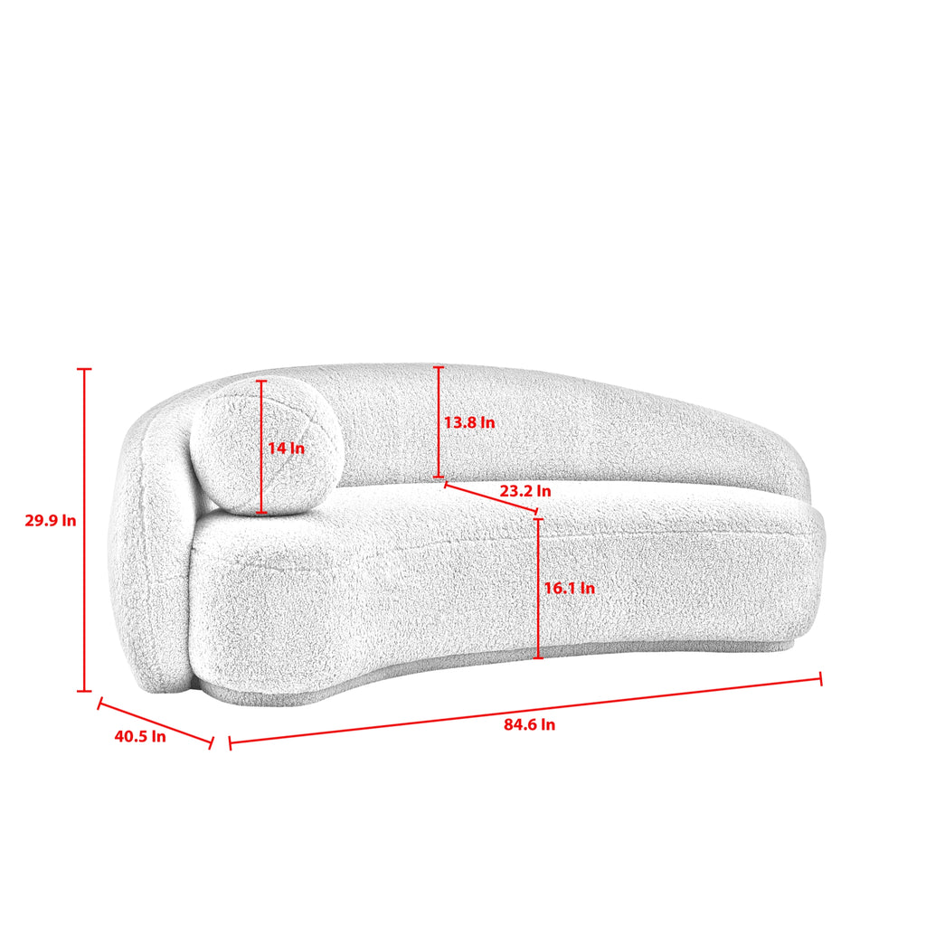 Grey Upholstered Sherpa Curve Back Sofa D610