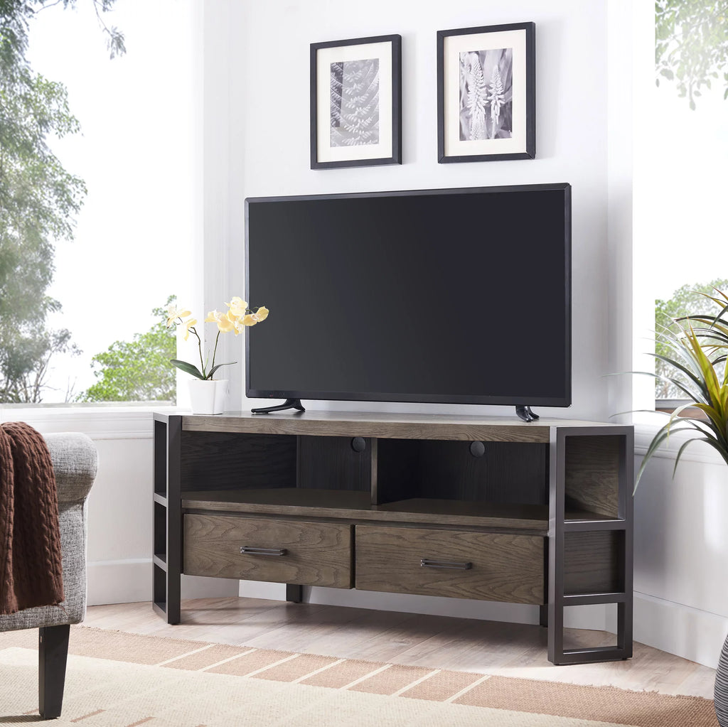 Mixed Metal and Wood Corner TV Stand I49765