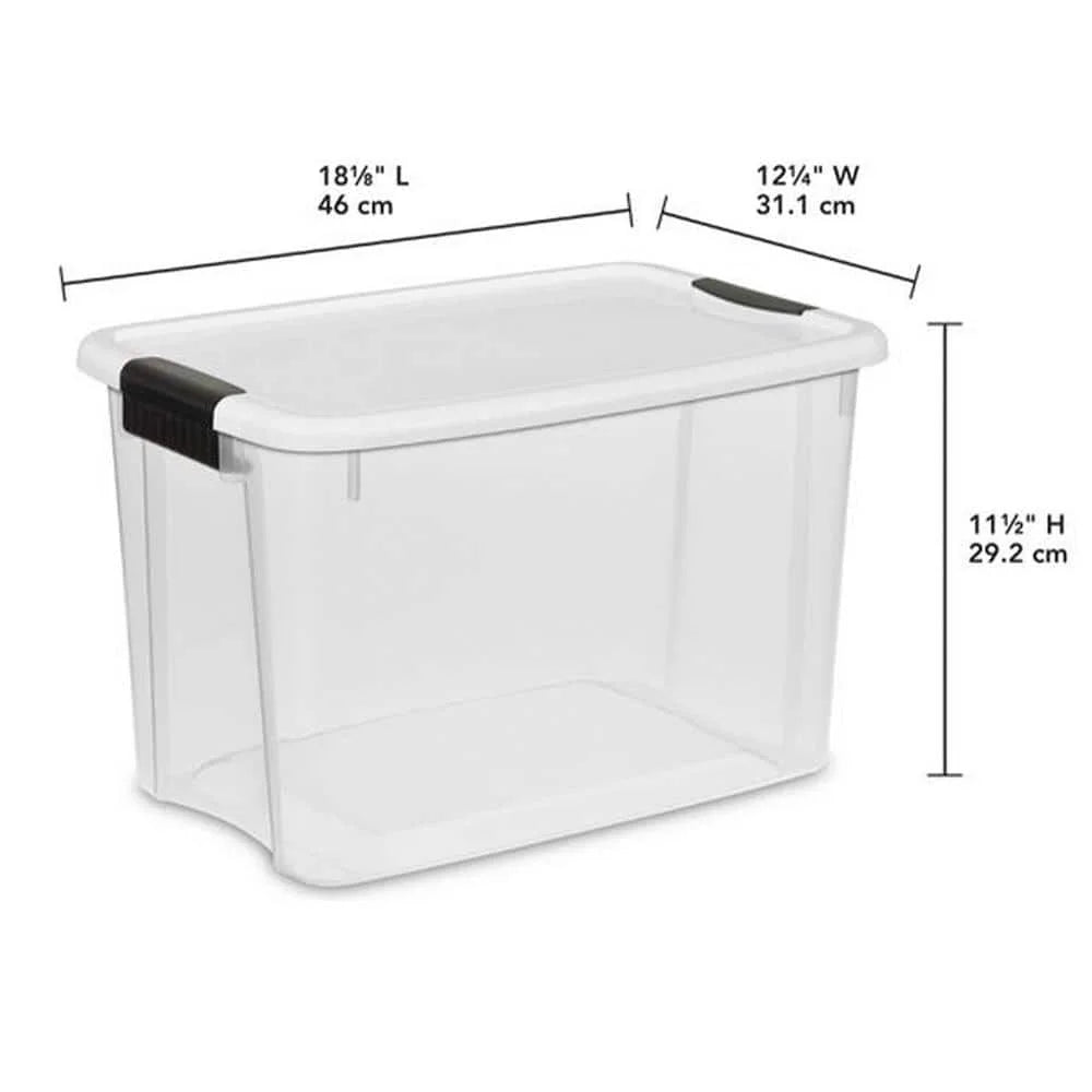 30 Qt. Storage Box with White Lid and Clear Base 12-Pack N4882