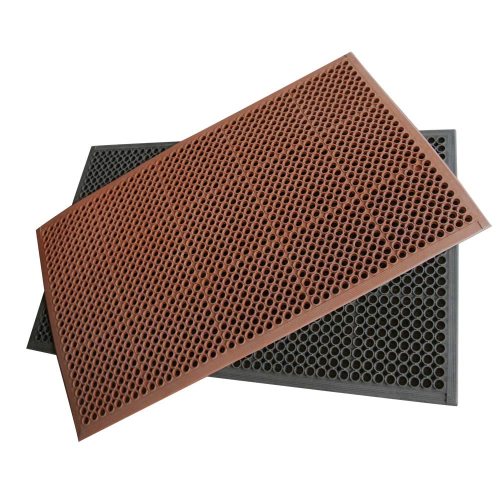 Red Non-Slip Rubber Kitchen Floor Mat, 1/2 x 36 x 60, Pack of 2 N76944