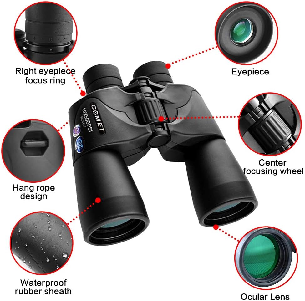 10x50 Waterproof Binoculars with Case and Strap J845630