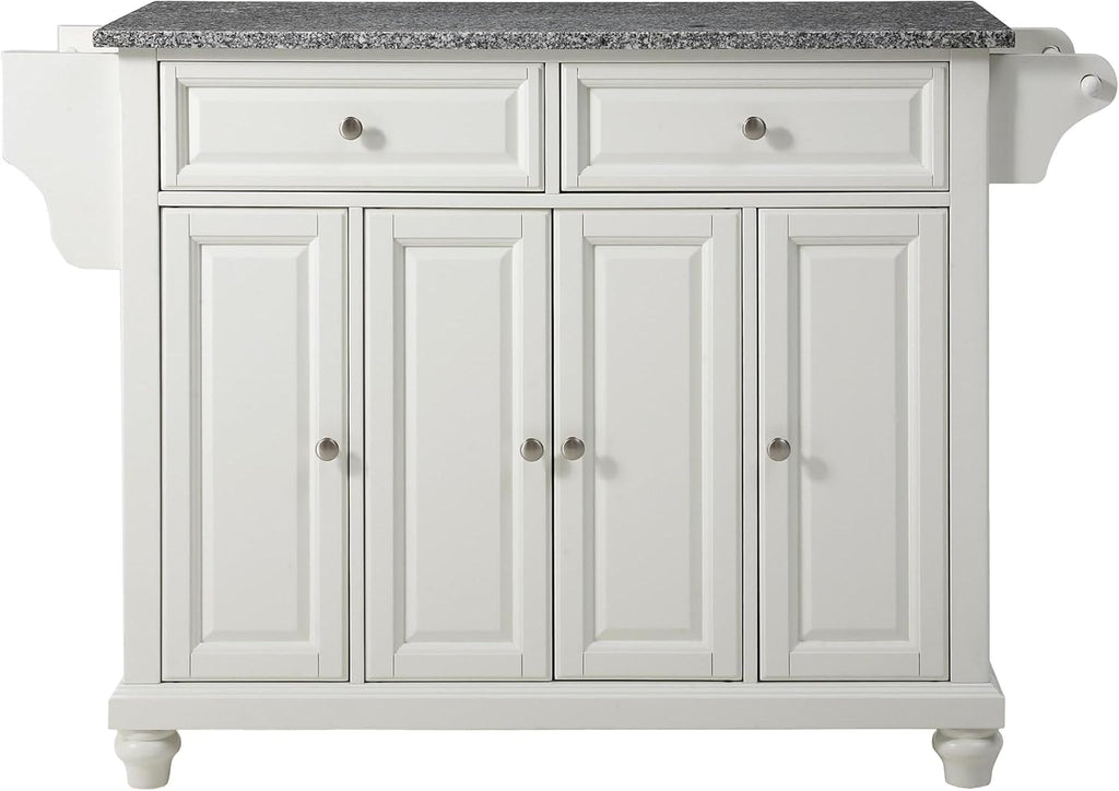 White Kitchen Island with Black Granite Top K688