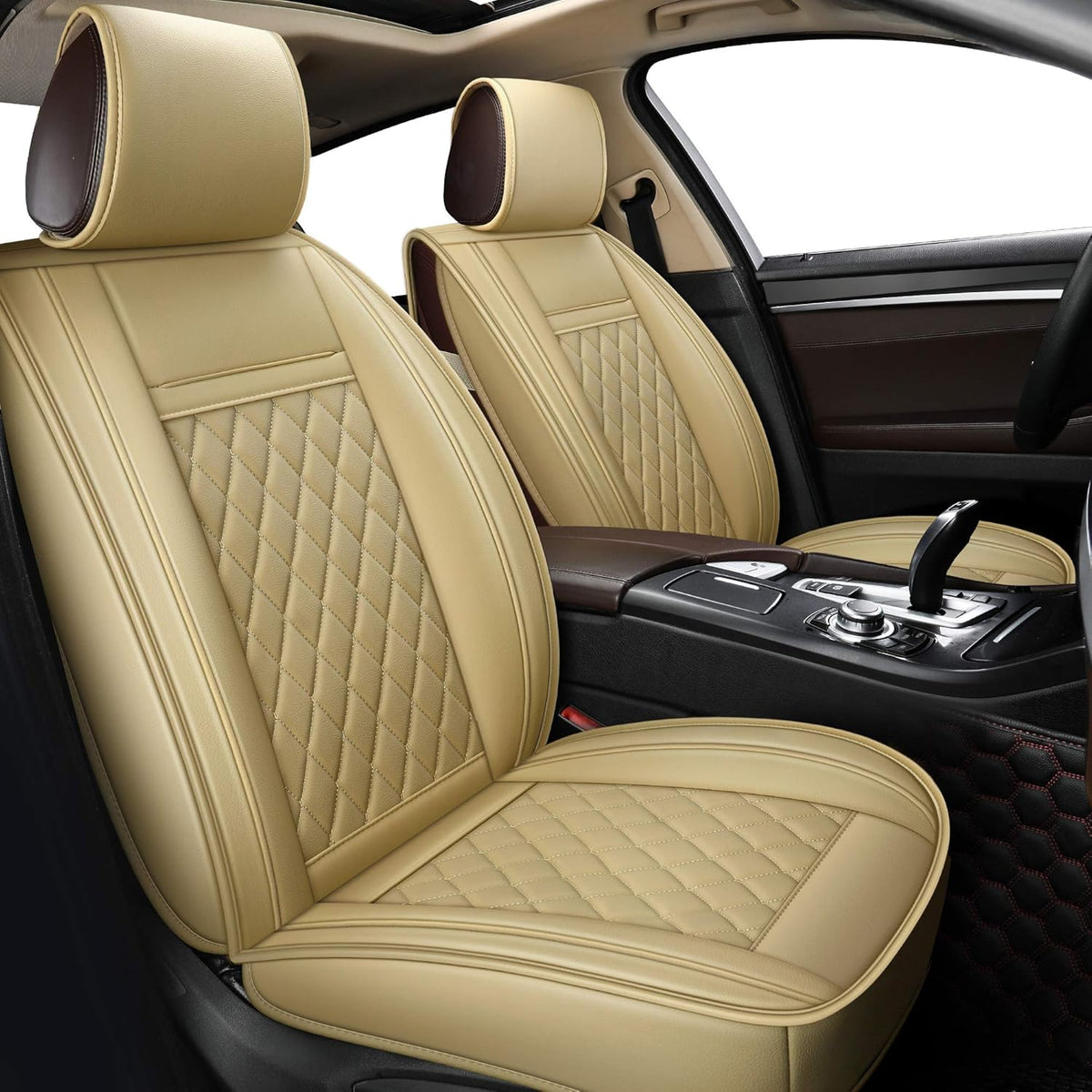 Black Red 2 pcs Car Seat Covers F349