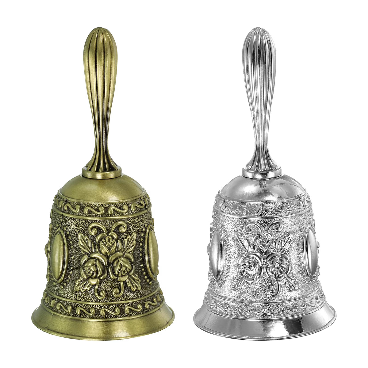 Vintage Carved Metal Dinner Bell, 2pcs, Bronze/Silver L59124