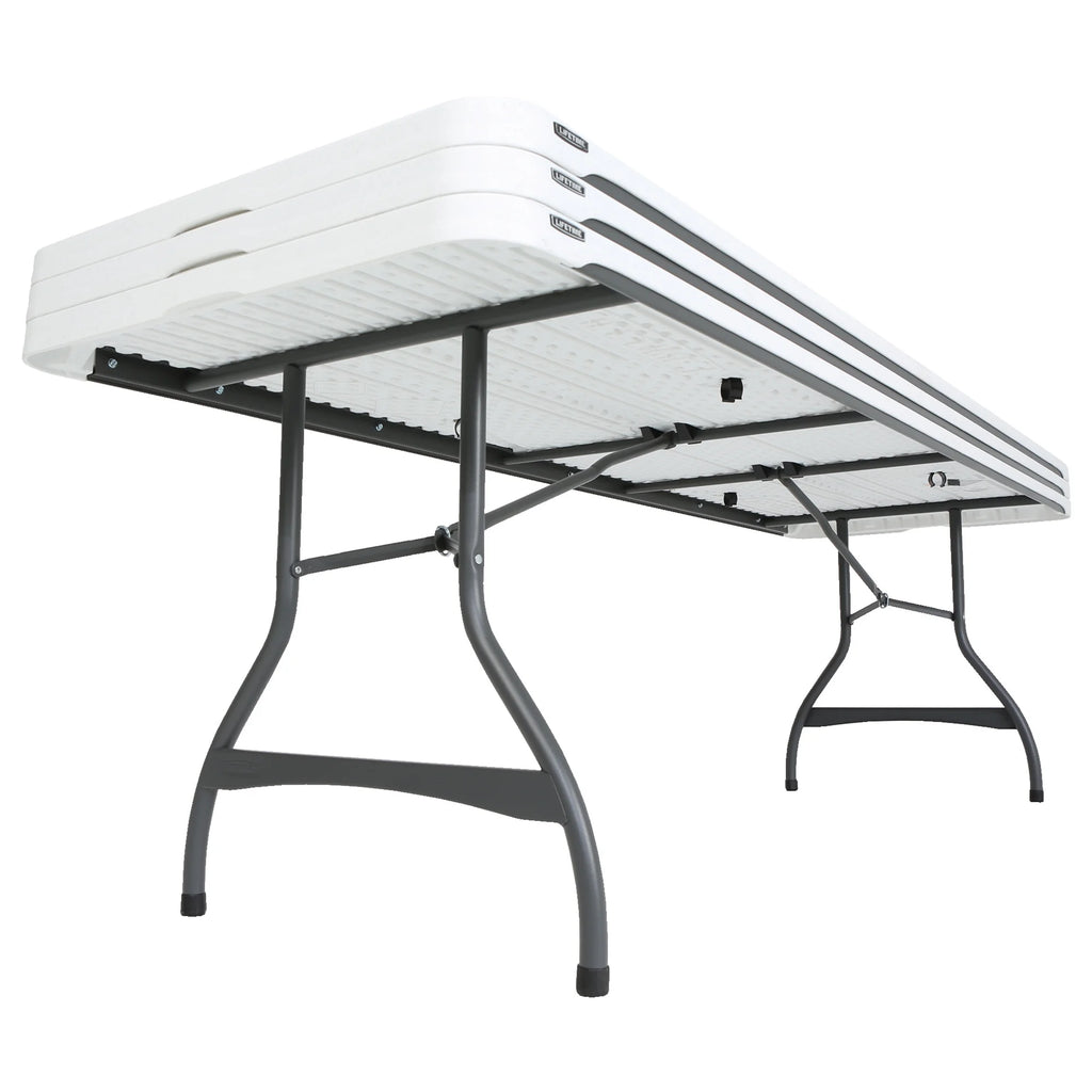 White Granite 8 Foot Rectangle Folding Table S259347