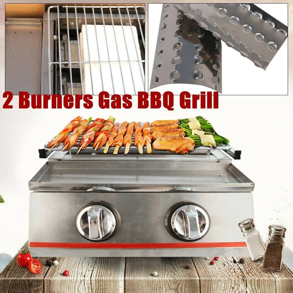 2 Burners Portable Stainless Steel Gas Grill D199674