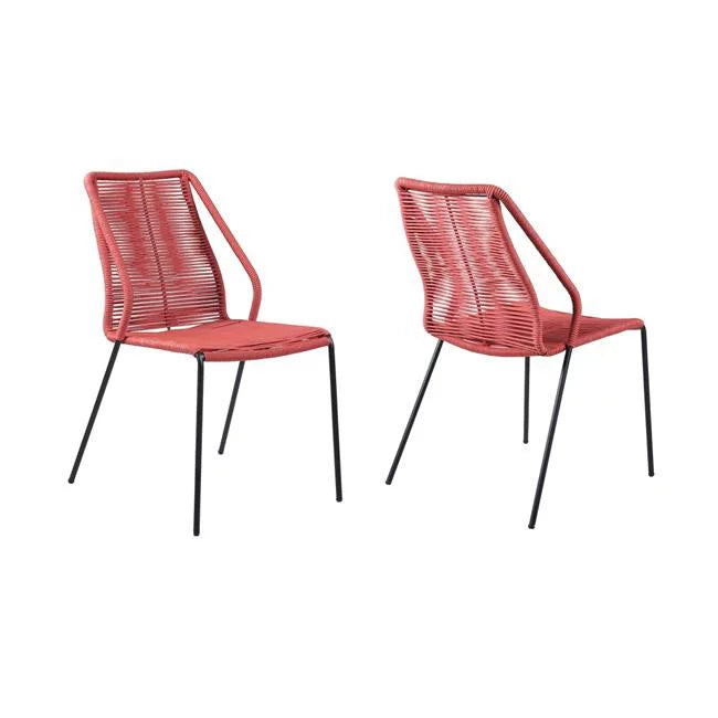Red Set of 2 Stackable Steel Outdoor Dining Chair T2045