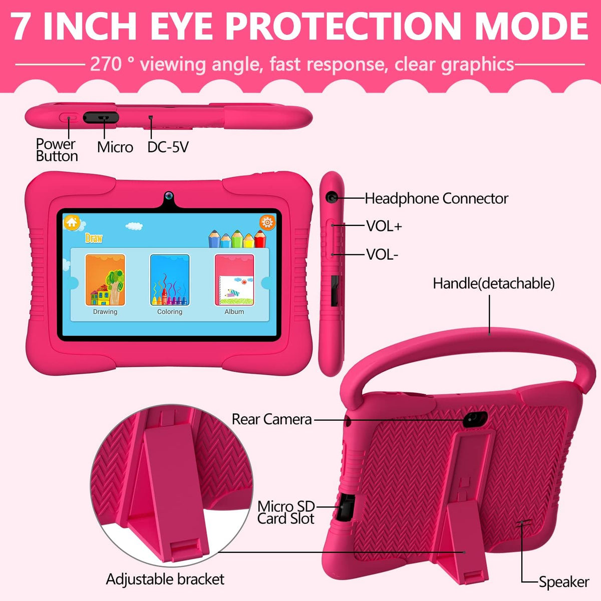 Kids Tablet 7 inch Android 11.0 HDTouchscreen Display 2+32GB Dual Camera Pack of 2 E4084