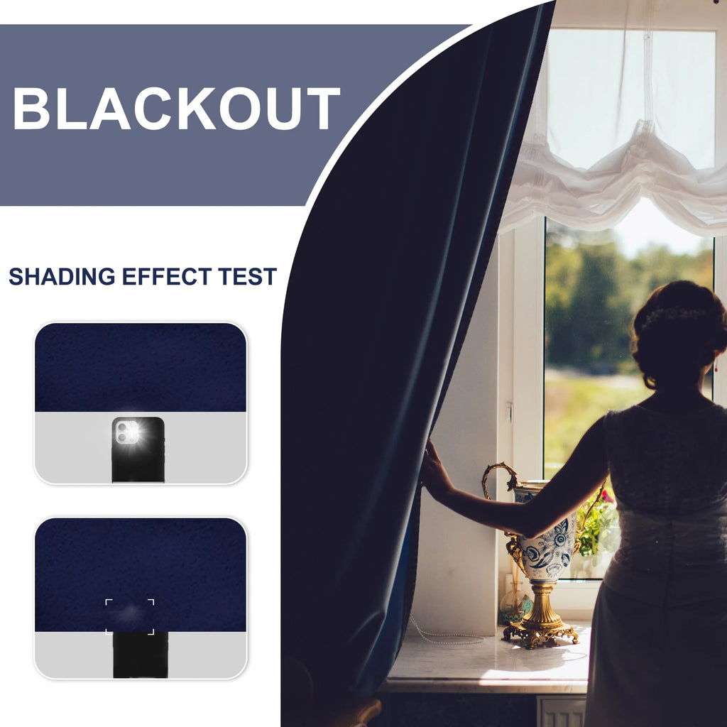 Navy Blue 42 x 63 Inch Blackout Curtains Set of 2 Panels S48392