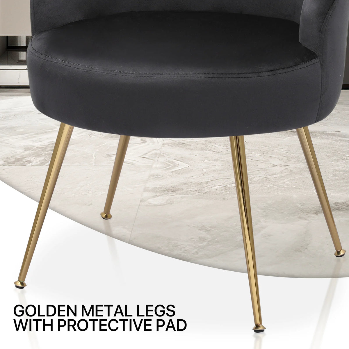 Black Velvet Accent Chair with Golden Metal Legs H9572