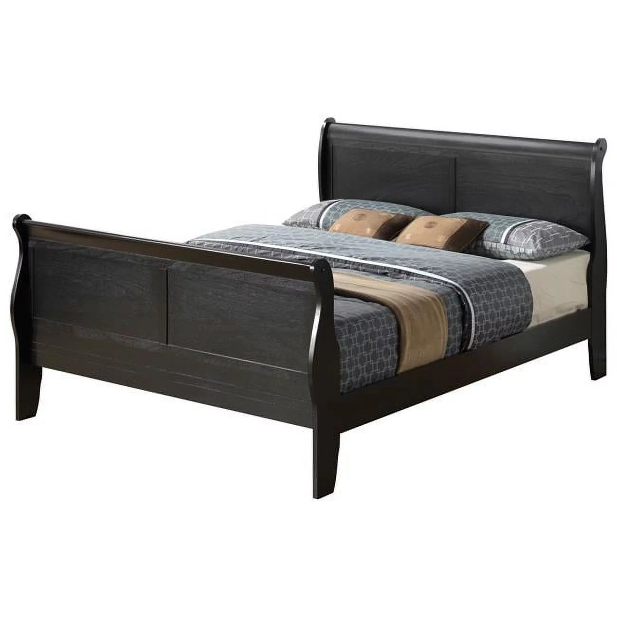 Black King Size Sleigh Wood Bed W535791