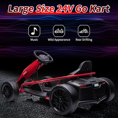 24V 9Ah Battery 300W*2 Motors 8MPH Drifting Go Kart White R135001