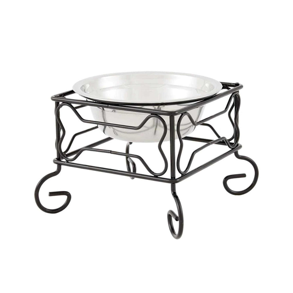Wrought Iron Stand with Stainless Steel Feeder Bowl D781