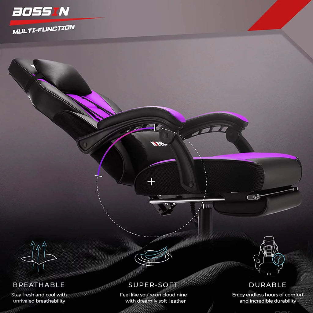Gaming Chair with Footrest and Lumbar Support Q859385