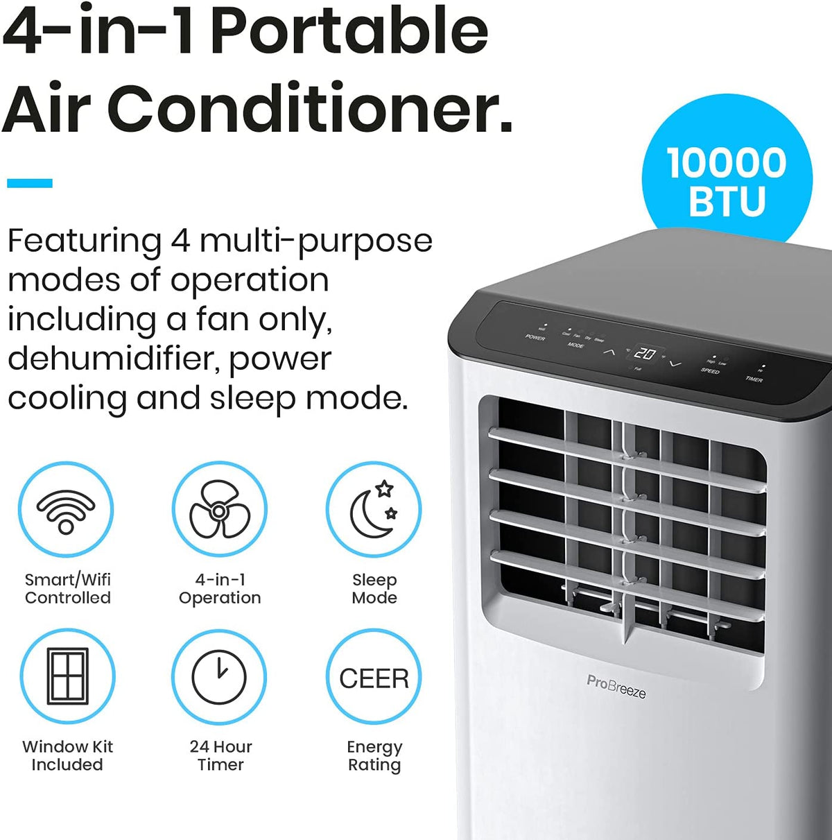 4 in 1 Portable Air Conditioning Unit with Fan, Dehumidifier, Window Venting Kit K679661