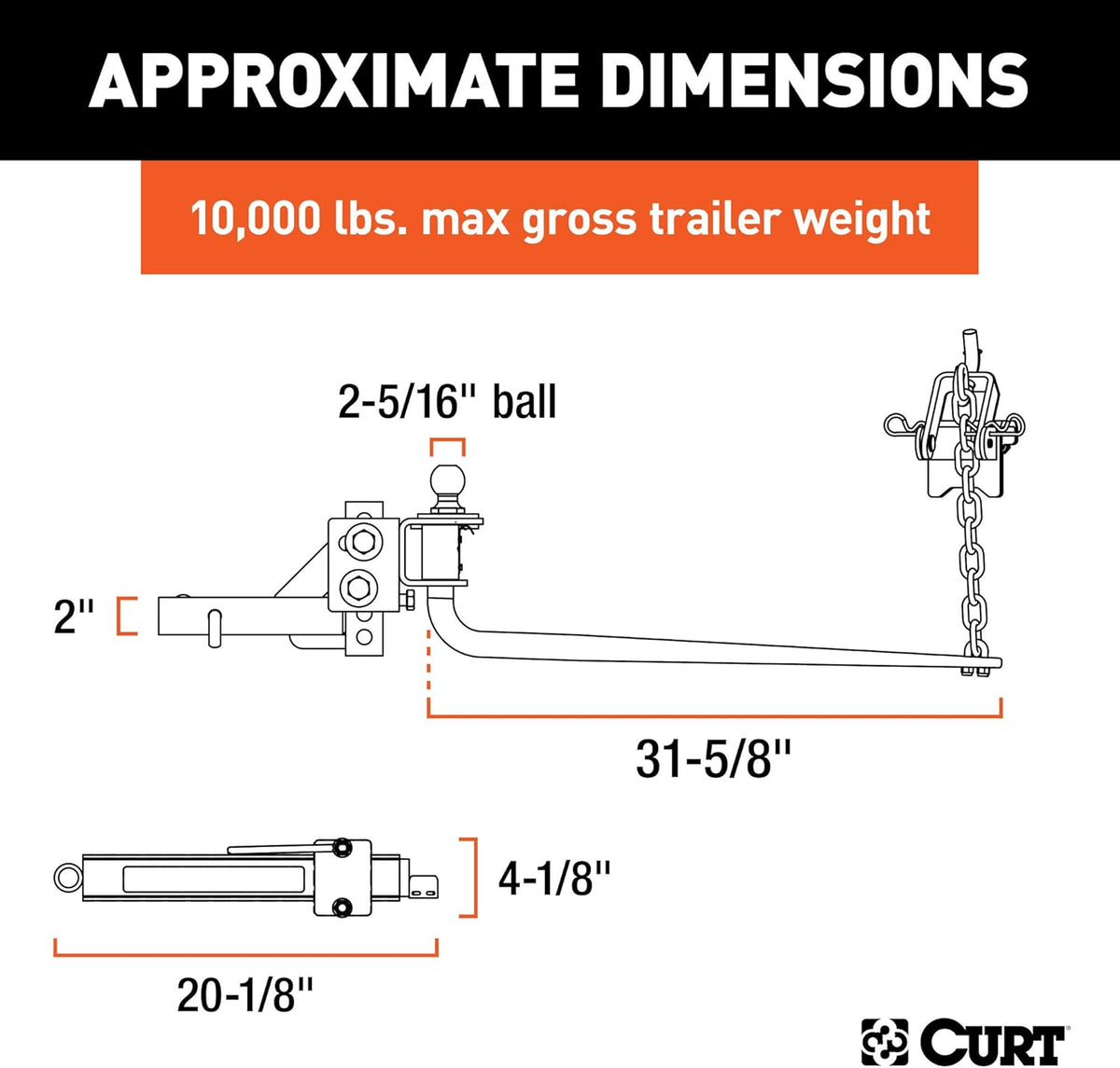Round Bar Weight Distribution Hitch with Sway Control, 2-in Shank, 2-5/16-Inch Ball R960181