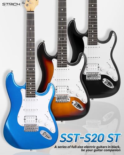 39" Full Size Electric Guitar HSS Pick Up with 10W Amp, Bag, Digital Tuner, Capo, Strap, String, Cable, Picks K40648