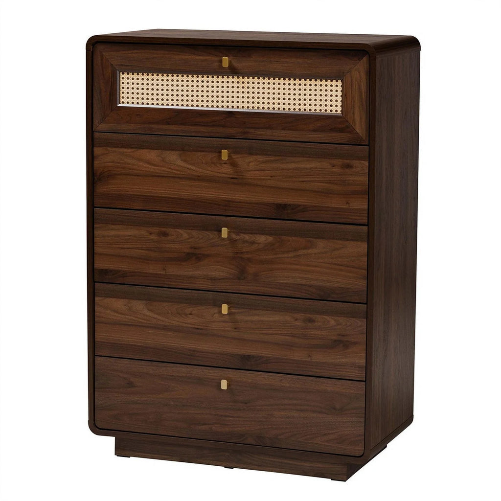 Brown 5-Drawer Wood Chest K546