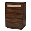 Brown 5-Drawer Wood Chest K546