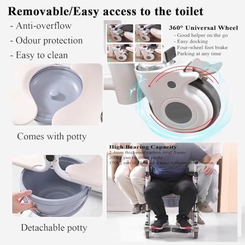 Portable Bath Lift Chair with 180° Split Seat and Wheels H22291