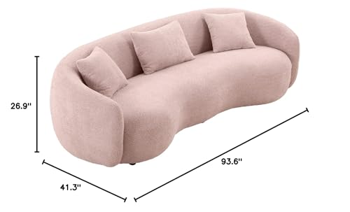 Brown Boucle Fabric 3-Seat Curved Sofa T4393