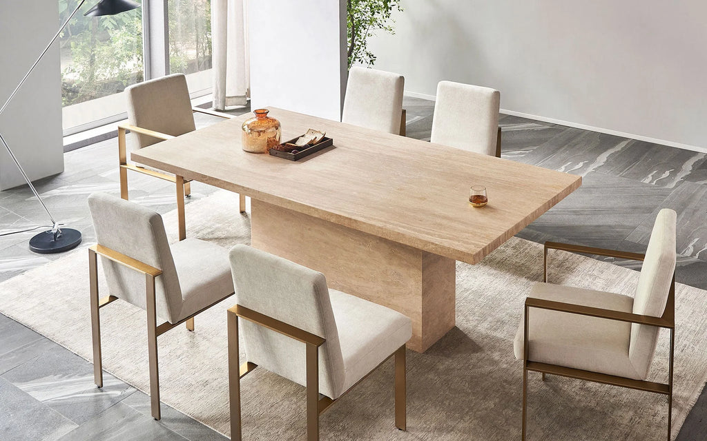 Light Brown Travertine Dining Table J226265