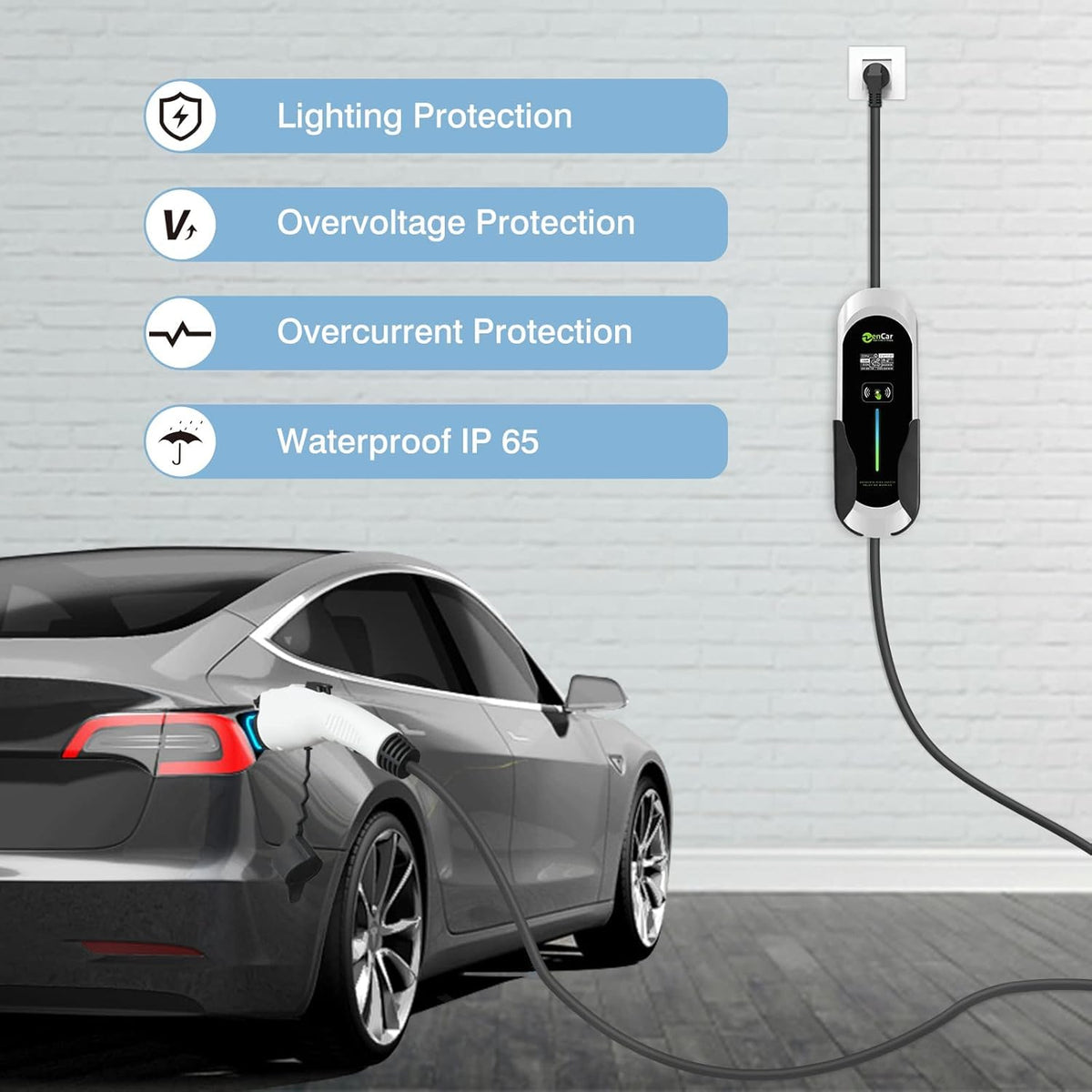 Portable EV Charger with NEMA 6-20 Plug and 5-15 Adapter X6135