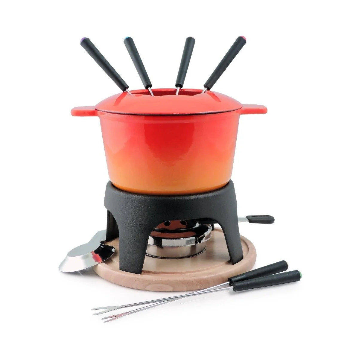11-Piece Cast Iron Fondue Set Orange X97227