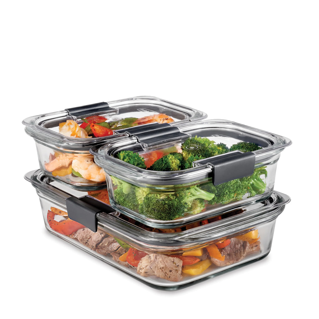Set of 3 Glass Food Storage Containers with Latching Lids Y57509
